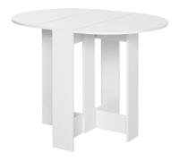 HOMCOM Table Pliable de Cuisine Salle à Manger 2 Abattants Bois Blanc | Table Ovale Extensible