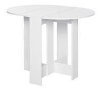 HOMCOM Table Pliable de Cuisine Salle à Manger 2 abattants - Table Ovale Extensible - en Bois Blanc
