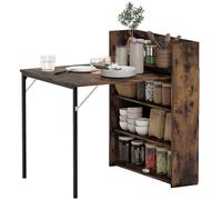 HOMCOM Table pliante avec étagère, design industriel, gain de place, pour petits espaces, 80x90x93cm, Brun rustique