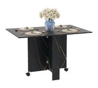 HOMCOM Table pliante cuisine table à manger pliable avec 2 abattants 2 roues avec freins 120 x 80 x 73 cm noir marbré imitation