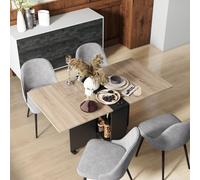 HOMCOM Table pliante de cuisine salle à manger amovible sur roulettes 75L x 140l x 74H cm 2 étagères intégrées en bois coloris gris Description:Cette table pliable va devenir indispensable dans votre