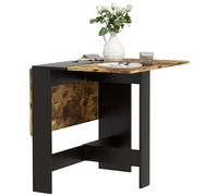 HOMCOM Table pliante de salle à manger, table de cuisine pliable, avec ailes rabattables, pour salon, petit espace, 103 x 76 x 73,5 cm, noir et marron rustique