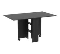 HOMCOM Table Pliante Gain de Place à 2 Rabats pour 6 Personnes avec Étagères et Roulettes, Noir