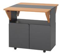 HOMCOM Table pliante gain de place pour jusqu'à 4 personnes avec 4 roulettes, étagère cachée et placard avec portes, 70x83x75 cm