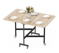 HOMCOM Table pliante pour 4-6 personnes avec 2 rabats et roulettes avec frein, 120x80x73 cm, Chêne