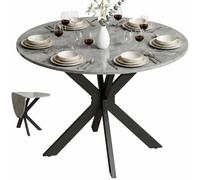 HOMCOM Table Pliante Ronde pour 2-6 Personnes 110x110x76 cm Gris Ciment | Table de cuisine ronde, table à manger, pieds en acier, table pliante pour petits espaces, salle à manger, cuisine.