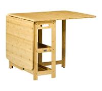 HOMCOM Table Pliante Salle à Manger 6 pers., 149.5x80x73.5cm, Naturel | Avec étagères, table pliante, table de cuisine, table de salle à manger, pour petits espaces, cuisine, salle à manger
