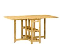 HOMCOM Table pliante, table à manger, deux côtés pliables, deux étagères, pieds réglables, bambou, 149,5 x 80 x 73,5cm