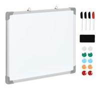 HOMCOM Tableau blanc magnétique 60 x 45 cm cadre aluminium – 4 feutres, brosse et 10 aimants