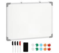 HOMCOM Tableau blanc magnétique cadre aluminium 60 x 45 cm avec feutres, effaceur et aimants