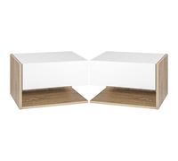 HOMCOM Tables de Chevet suspendues Lot de 2 - Tables de Nuit Murale - tiroir Coulissant - en Bois Bicolore Aspect chêne Blanc