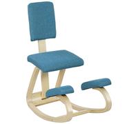 HOMCOM, tabouret à genoux oscillant en tissu imitation lin et bois de bouleau, 51x84x93 cm, bleu foncé