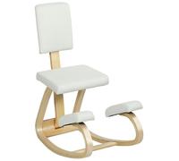 HOMCOM, tabouret à genoux oscillant en tissu imitation lin et bois de bouleau, dimensions 51x84x93 cm, couleur crème