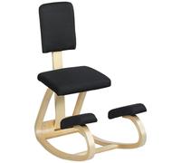 HOMCOM, tabouret à genoux oscillant en tissu imitation lin et bois de bouleau, dimensions 51x84x93 cm, couleur noire