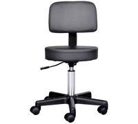HOMCOM Tabouret à roulettes a hauteur réglable et pivotant avec dossier ergonomique Aosom France