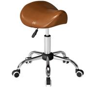 HOMCOM Tabouret à roulettes, chaise de travail avec hauteur réglable 49-61 cm et selle ergonomique, 52x53x49-61cm, marron