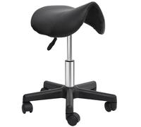HOMCOM Tabouret à roulettes, Tabouret de Massage avec Hauteur réglable 43-55 cm et Selle Ergonomique, Chaise de Travail à roulettes pivotant 360°, pour Salon de Massage, Tatouage, Clinique, Spa, Noir