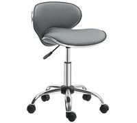 HOMCOM Tabouret à roulettes Tabouret de Travail avec Hauteur réglable 44-56 cm et Dossier, Tabouret de Bureau pivotant 360° pour Salon de Massage, Bureau, Clinique, Gris
