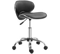 HOMCOM Tabouret à roulettes Tabouret de Travail avec Hauteur Réglable 44-56 cm et Dossier, Tabouret de Bureau Pivotant 360° pour Salon de Massage, Bureau, Clinique, Noir