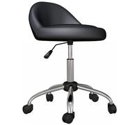 HOMCOM Tabouret à roulettes Tabouret de Travail pivotant 360° Hauteur réglable 53-73 cm Tabouret de Bureau revêtement synthétique Noir
