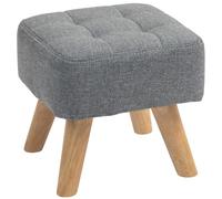 HOMCOM Tabouret capitonné Moderne, Lin, Pieds en Bois d'hévéa, Gris | Tabouret, assise rembourrée, salon, chambre, entrée