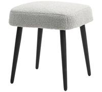 HOMCOM Tabouret carré avec Coussin Moelleux, Gris Clair | Repose-pieds à pied en acier, aspect cachemire, pouf rembourré pour chambre et salon.