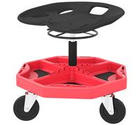 HOMCOM Tabouret d'Atelier Mobile avec Plateau Magnétique Roulettes Hauteur Réglable de 52-59,5 cm Charge 135 kg pour Garage Rouge