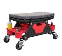 HOMCOM Tabouret d'atelier mobile charge max 135 kg Rotatif à 360° Noir | Tabouret de Mécanicien avec Roulettes, Plateaux à Outils Coulissants, Tiroir, Siège Roulant, Réparation Auto Garage