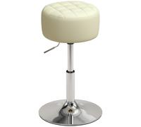 HOMCOM Tabouret de bar en cuir PU à hauteur réglable, assise épaisse et moelleuse, rotatif à 360°, pour îlot, blanc