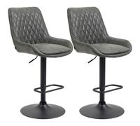 HOMCOM Tabouret de Bar Tabouret de Cuisine Design, Réglable en Hauteur, avec Repose-pieds, 51 cm x 59 cm x 117 cm, Gris foncé + Noir