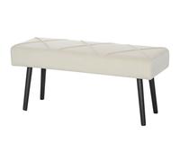 HOMCOM Tabouret de bout de lit multifonction avec pieds en acier et assise rembourrée pour entrée couloir 100x36x45 cm blanc crème