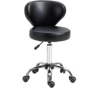 HOMCOM Tabouret de massage tabouret à roulettes réglable en hauteur pivotant 360° dossier mi-incurvé ergonomique revêtement synthétique noir