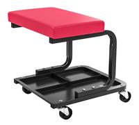HOMCOM Tabouret de mécanicien tabouret d'atelier mobile charge 135 kg plateau outils roulettes inclus 36,5 x 33,5 x 35 cm rouge