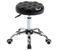 HOMCOM Tabouret de message tabouret pivotant à 360 ° hauteur réglable avec 5 roulettes similicuir noir Ø 48 cm x 47-59H cm