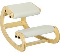 HOMCOM, tabouret de prière réglable sur 6 positions, en tissu imitation lin et bois de bouleau, 55x85x55 cm, couleur crème