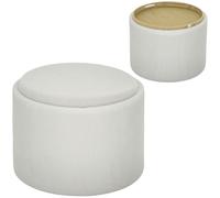 HOMCOM Tabouret de Rangement, 56x56x42 cm, Blanc crème | Tabouret rond avec couvercle, tabouret rembourré, table basse, aspect velours côtelé.