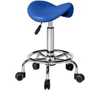 HOMCOM Tabouret de selle réglable en cuir PU pour massage, spa, clinique, beauté, coiffure, tatouage, bleu