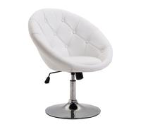 HOMCOM Tabouret de travail Tabouret pivotant Chaise de bureau réglable en hauteur, simili cuir + acier, noir/blanc, 71x59x78-90cm (Blanc)