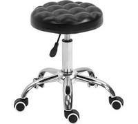 HOMCOM Tabouret de message tabouret pivotant à 360 ° hauteur réglable avec 5 roulettes similicuir noir Ø 48 cm x 47-59H cm