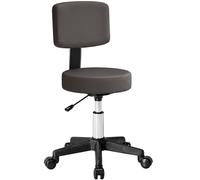 HOMCOM Tabouret massage a roulettes reglable en hauteur pivotant avec dossier ergonomique gris