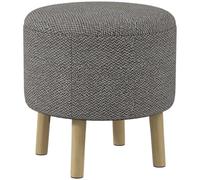 HOMCOM Tabouret Rangement Rond Lin, rembourré, Repose-Pieds, Gris Clair | Dessus amovible, assise rembourrée, espace caché, pattes en bois, salon
