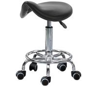 HOMCOM Tabouret Réglable en Hauteur avec 5 Roulettes et Assise Ergonomique Rembourrée en Mousse, 36,5x37,5x51-66 cm, Noir