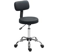 HOMCOM Tabouret réglable sur roulettes avec Dossier Amovible Noir