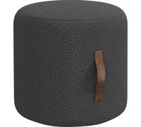 HOMCOM Tabouret, repose-pieds, tabouret rembourré rond, ottomane avec poignée, repose-pieds aspect velours, pour salon, chambre à coucher, gris foncé, Ø 52 x 40,5 cm