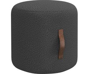 HOMCOM Tabouret, repose-pieds, tabouret rembourré rond, ottomane avec poignée, repose-pieds aspect velours, pour salon, chambre à coucher, gris foncé, Ø 52 x 40,5 cm