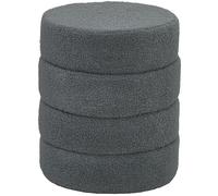 HOMCOM Tabouret Rond en Peluche avec Cadre en Métal, Capacité 120kg, Φ40x45H cm, Gris Foncé