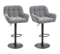 HOMCOM Tabourets de Bar 2 Pièces Design Rétro Réglables en Hauteur Aspect Velours Gris + Noir