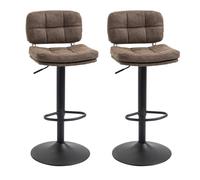 HomCom Lot 2 tabourets de bar capitonnés pivotants&réglables repose-pied PU marron effet vieilli