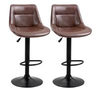 HOMCOM Lot de 2 tabourets de Bar Vintage réglable pivotant avec Repose-Pied revêtement synthétique Marron Effet Vieilli