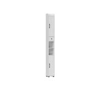 HOMCOM Tall Bathroom Cabinet, Rustic-Style Slim Bathroom Storage Unit with Barn Door, Dimensions 20×20×185 cm, White.